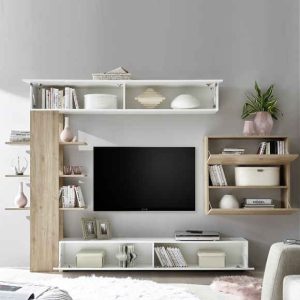 living tunisie meuble tv beige et blanc