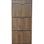 Porte chaussures 3 étages noyer foncé poignee alu