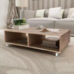 table basse style industriel avec 2 compartiments de rangement