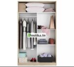 dressing ouvert interieur étagères et penderie