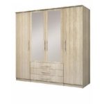 armoire 4 portes SONOMA avec miroir beige 3 tiroirs