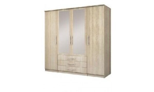 armoire-4-portes-avec-miroir-sonoma-3-tiroirs armoire 4 portes SONOMA avec miroir beige 3 tiroirs – Image 1