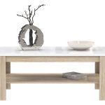 Table basse Toscana chêne et blanc.