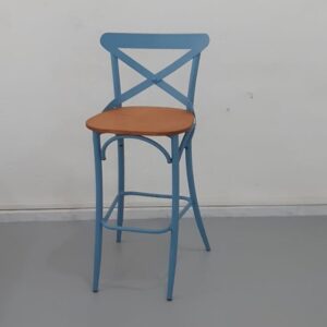 Tabouret avec dossier bleu