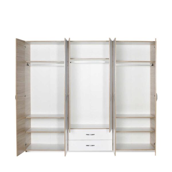 dressing-6-portes-2-tiroirs-blanche-beige-intérieur-tunisie Armoire chambre à coucher 6 portes – Image 4
