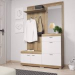meuble d'entrée couleur panaché bois et blanc