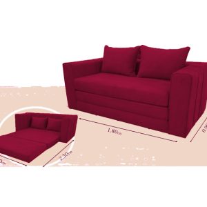 canapé lit d'appoint rouge bordeau