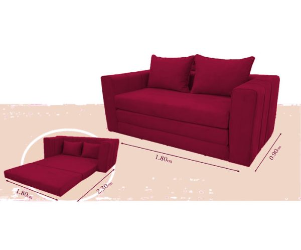 canapé lit d'appoint rouge bordeau