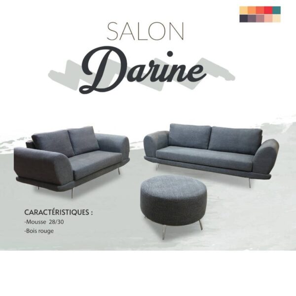 salon darine en gris 5 places