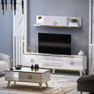 meuble tv avec étagere murale avec table basse