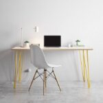 bureau  hairpin legs design jaune