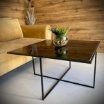 Table de salon noir modèle cuba carré