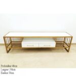 Table télévision table TV au tableau placement modèle horizon à fer forgé peinture dorée le reste est en bois fabriqué en Tunisie