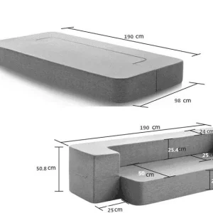 les dimensions du canapé convertible déplimousse PLIPLA