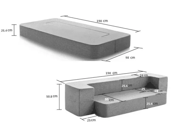 les dimensions du canapé convertible déplimousse PLIPLA