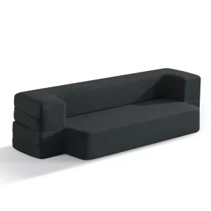 canapé lit convertible déplimousse, 3places, structure en mousse 100% , couleur gris foncé