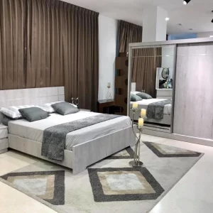 Chambre à coucher à 2 portes coulissantes vendu en Tunisie couleur grise chêne blanchi
