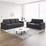 salon moderne gris foncé 5 places avec accoudoirs ,assises super rembourrées