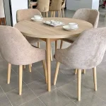 salle à manger ronde 4 places pieds bois hêtre plateau mdf stratifié