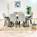 Salle à manger en métal et en bois , 6 places tunisie 2023