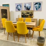 Salle à manger yellow de couleur jaune sur du bois massif table en MDF stratifié