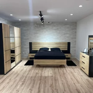 Chambre à coucher moderne 2024 ou 2025 fabriquer en Tunisie couleur noire et couleur bois
