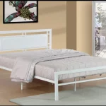 Lit métallique de couleur blanche pour 2 personnes adultes 2 places