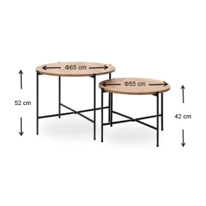 Table basse gigogne dimensions 65 cm 55 cm