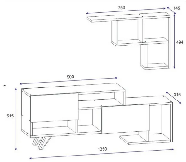 Dimension du meuble télévision 627