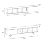 Dimensions 180 cm pour le meuble TV mural fabriqué en Tunisie