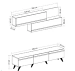 Dimension de la table TV Saturne avec étagère murale