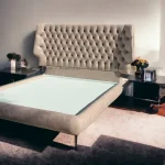 Lit 2 places modèle PAO pour adulte pour chambre à coucher tissu nubuck beige