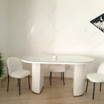 Salle à manger 6 personnes couleur blanche , création design moderne 2024 meilleur prix en Tunisie