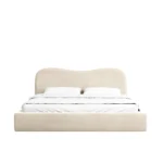 lit capitonné vague tissu bouclette en beige modèle 2024