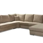 salon velours beige foncé composé de 4 pièces