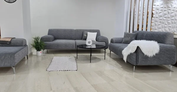 salon RIA composé de 2 canapé : 2 places ,3 places avec un pouf