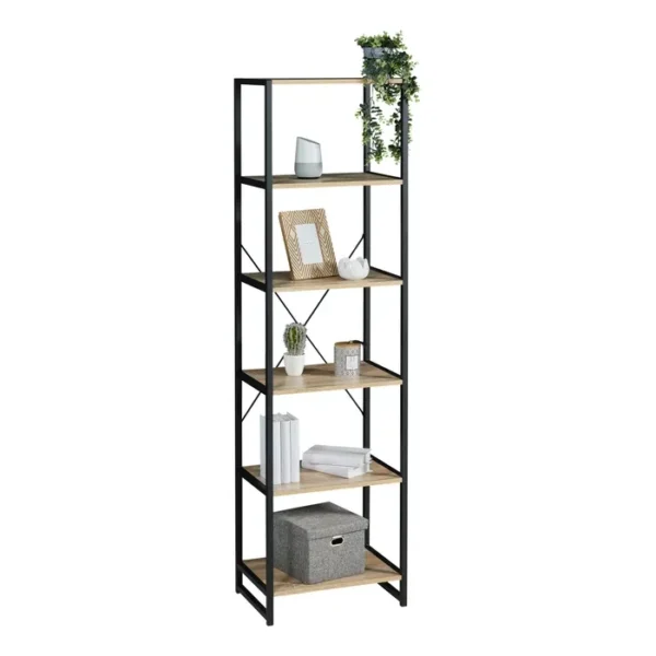 Mini étagère métallique 6 étagères MDF stratifié