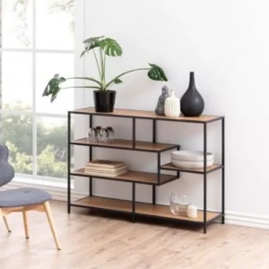 Console Etagère noir plateau mdf stratifié socle noir