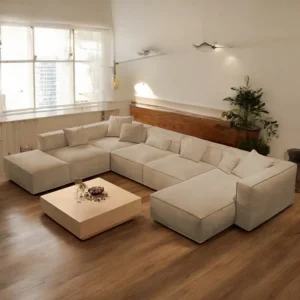 Salon Cube GM modele 2025 couleur beige tissu velours anti tache