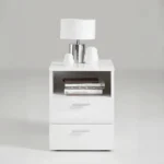 table de nuit blanche 2 tiroirs et 1 niche