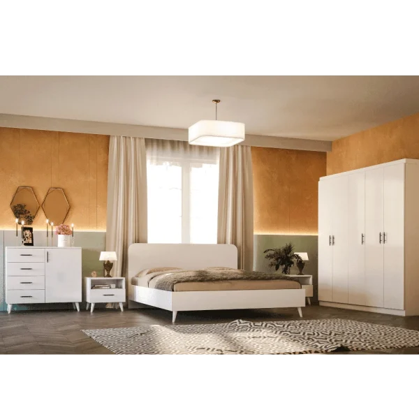 chambre-a-acoucher-complete-blanche-solanel-tunisie Chambre à coucher Modèle SOLANEL, fabriqué en mdf stratifié