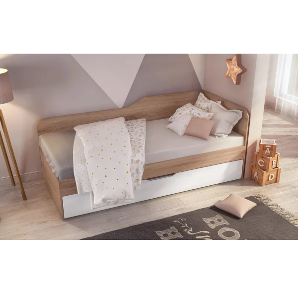 lit-gigogne-tunisie-couleur-beige-et-blanc-vue-45 Lit gigogne beige et blanc en mdf stratifié