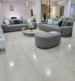 Salon Vita 7 places tissu bouclette , structure bois rouge